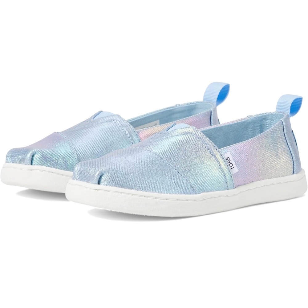 Toms Blue Sneakers with Iridescent Fabric and Elastic Straps